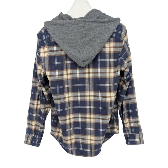 Gap Plaid Flannel Hoodie Men Size M Button Up Standard Fit Streetwear Skate Cozy - Picture 2 of 9